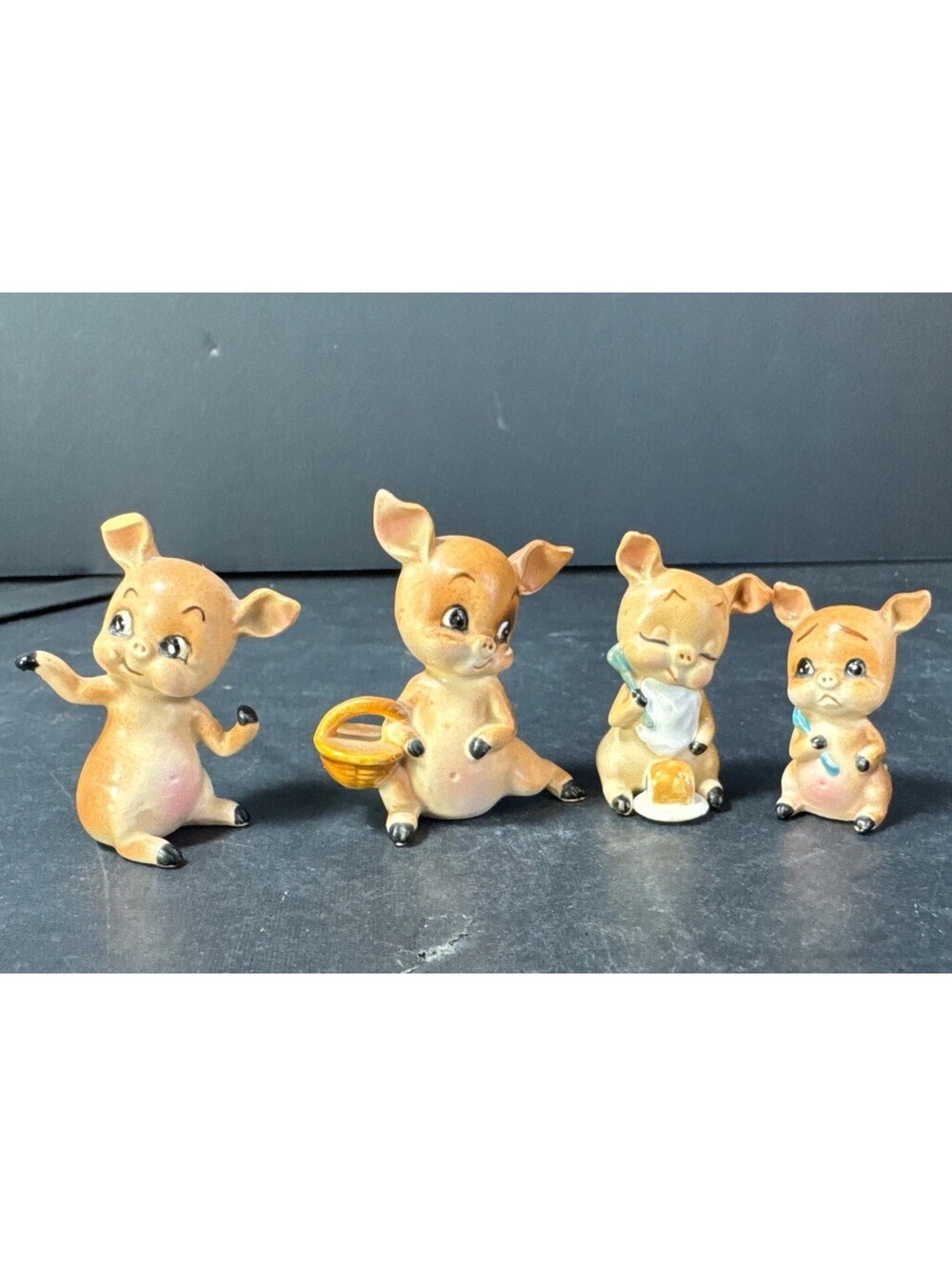 Josef Originals Miniature Bisque Porcelain Pigs Set Of 4